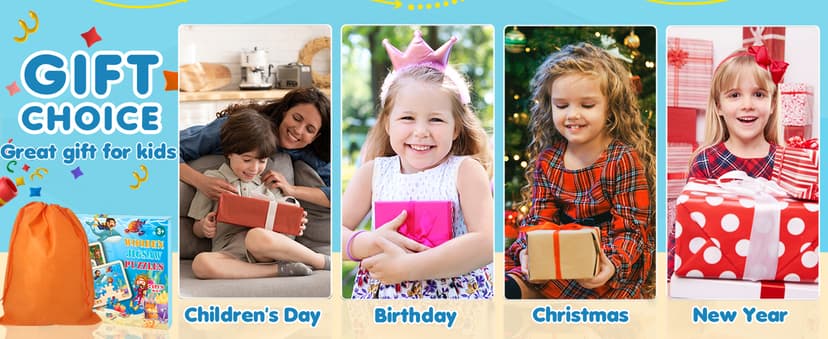 Wooden Animals Puzzles for Kids Age 3 4 5 Year Old, 4 Pack 24 Pcs Montessori Toddler Jigsaw Puzzles for Girl boy Activities Preschool Learning Educational Birthday Gift Travel Autistic Wooden Toys