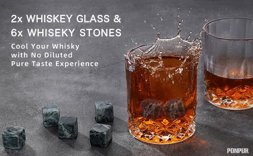 PONPUR Gifts for Brother, Whiskey Decanter Set with 2 Whisky Glasses, Unique Cool Stocking Stuffers Birthday Gift for Brothers from Sister, Best Christmas Presents for Men