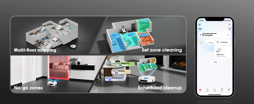 Robot Vacuum and Mop Combo, 3-in-1 Robotic Vacuums Cleaner with 70-Day Self-Emptying Base, LiDAR Navigation Smart Mapping & Strong 6000Pa Suction, for Pet Hair, Hard Floor, Carpet