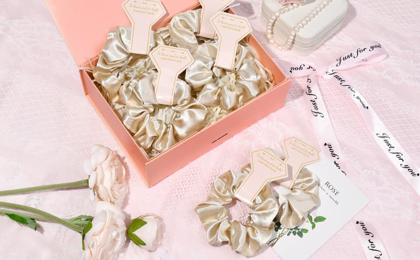 12 PCS Soft Silk Satin Hair Accessories - Scrunchies, Hair Clips for Bridal Shower Gifts, Wedding Favors for Women and Girls