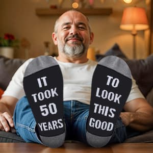 50th Birthday Gifts for Him Cool Gifts for 50 Year Old Man Happy 50th Birthday Decorations for Men Vintage 1975 Wine GlassToilet Paper Roll Novelty Socks Funny 50 Year Old Gift ideas for Mens