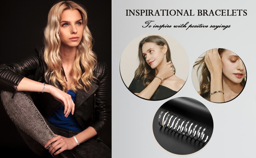 TONY & SANDY Inspirational Bracelets for Women Teen Girls Personalized Gifts for Daughter Granddaughter Mom Sister Friends Stainless Steel Engraved Cuff Birthday Easter Christmas
