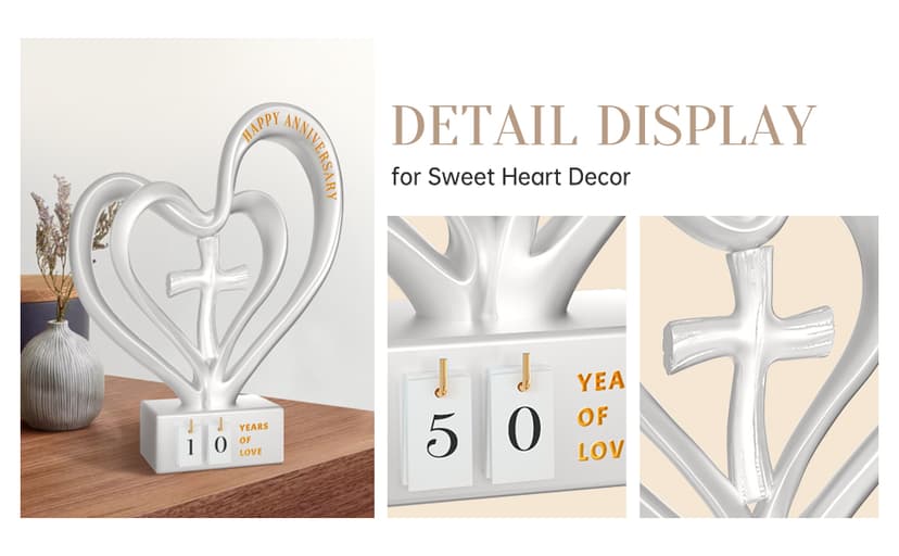 Wedding Anniversary Heart Sculpture Gifts Best for Couple Parents Wife Husband Unique 10th 25th 50th Anniversary Wedding Gift Ideas