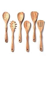 Gudamaye 7-Piece Brown Pakkawood Utensils Set – Sturdy, Eco-Friendly, Wooden Spoons for cooking, Wooden Utensil for cooking, Wooden Kitchen Tool, Home & Kitchen Gifts for Men and Women