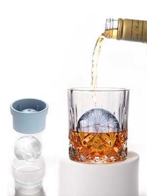 Whiskey Rocks Glass, Set of 4 (2 Crystal Bourbon Glasses, 2 Round Big Ice Ball Molds) In Gift Box - 10 Oz Old Fashioned Glasses for Scotch Cocktail Rum Cognac Vodka Liquor, Unique Gifts for Men