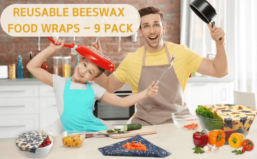 Reusable Beeswax Wrap - 9 Pack Beeswax Wraps for Food, Eco-Friendly Beeswax Food Wraps, Bread Sandwich Wrapper - Organic, Sustainable, Zero Waste, Reusable Plastic-Free Food Storage Wrap, 1XL, 3M, 5S