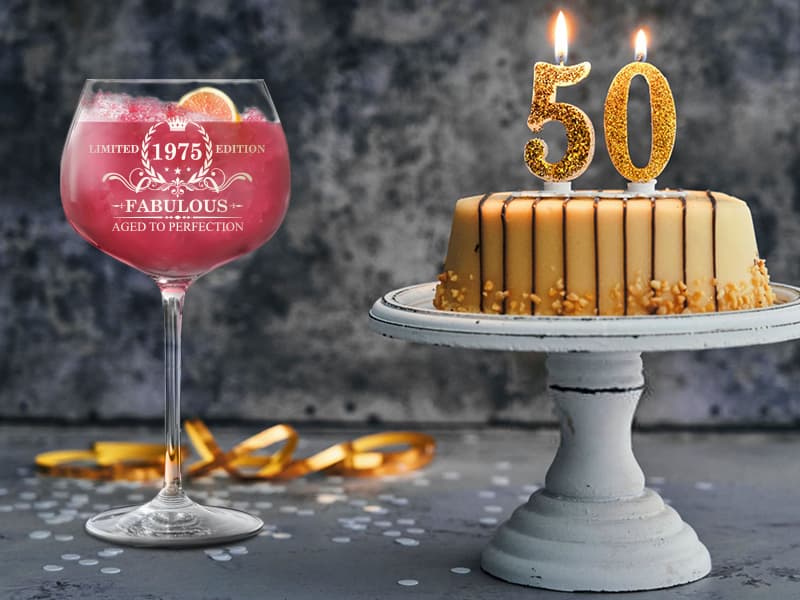 NewEleven 50th Birthday Gifts For Her, Women - Vintage 1975 50th Birthday Decorations For Women - 50 Year Old Present Ideas For Wife, Mom, Grandma, Aunt, Friends, Female - 16 Oz Wine Glass