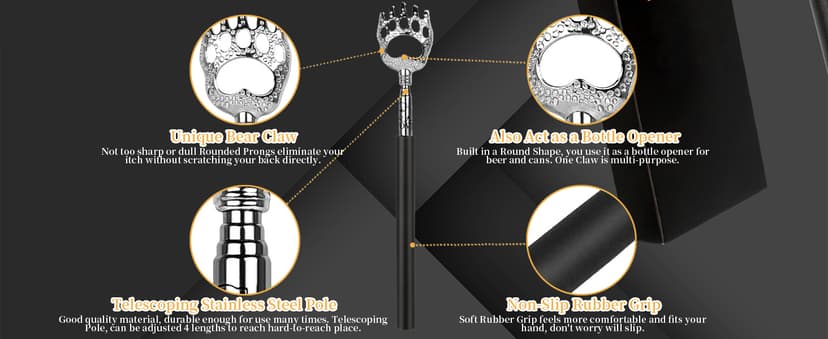 WOVTE Bear Claw Extendable Back Scratcher for Men Women, Stocking Stuffers for Adults Men, Mothers Day Fathers Day Birthday Christmas Gifts for Men Women Mom Dad Husband
