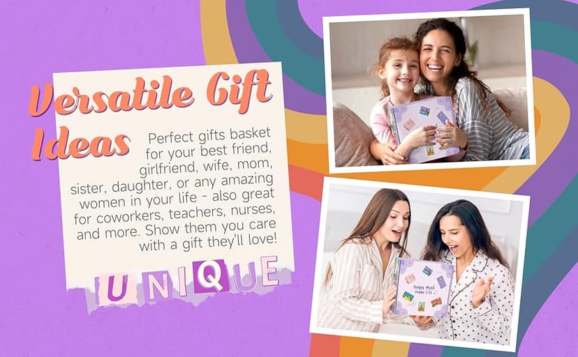 Gift Baskets for Women, 9pcs Unique Happy Birthday Gifts for Women, Best Mothers Day Christmas Gifts Get Well Soon Basket Appreciation Ideas Box w/Tumbler Her Mom Sister Friend Friendship Teacher