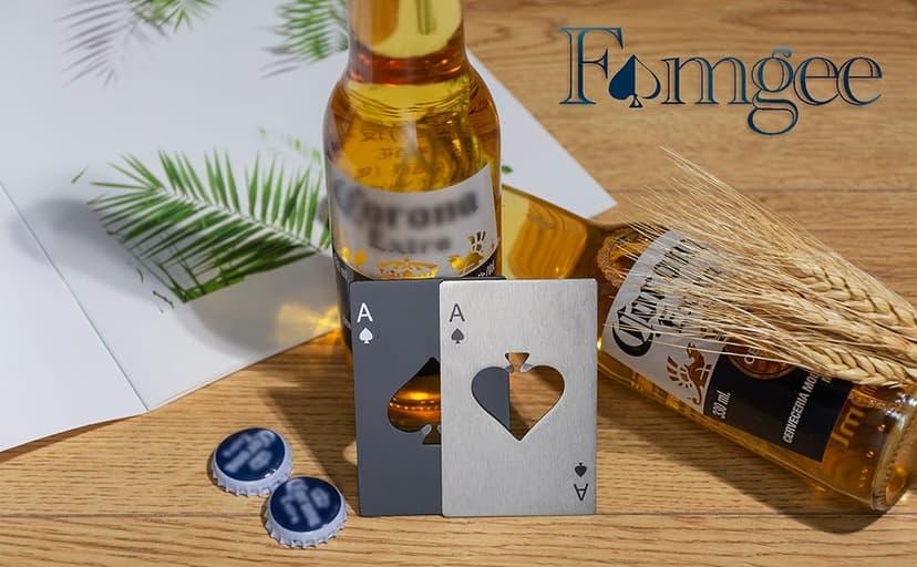 Wine Bottle Opener Stainless Steel Credit Card Size Casino Beer Bottle Opener Cap Opener for Your Wallet Wedding Party Groomsmen Bridesmaid Gifts 6 Pcs (Black)