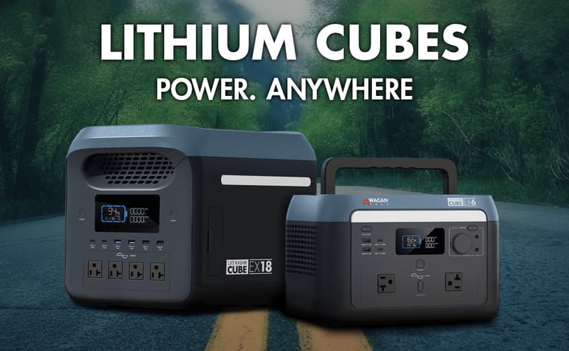 Wagan EL8840 Portable Power Station EX18 Lithium Cube Solar Generator 1229Wh LiFePO4 Battery Fast Charge 1800W 3000W peak AC 100W USB-C for Home Backup, Power Outages, Outdoor Camping, Off-grid