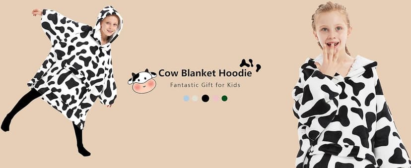 KFUBUO Wearable Blanket Hoodie for Kids Sherpa Patterns Oversized Sweatshirt Blanket With Pocket 6-10 Year Old Girl Boy Birthday Gifts Cat