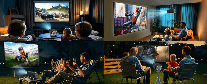 【Built-in Apps】Projector 1080P Full HD, 4K Projector with 270° Rotation,Portable Projector WiFi 6 & Bluetooth 5.2 Support,Featuring Auto Keystone Correction,HDMI/USB Connectivity Projector Black