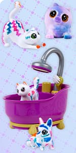 Crayola Scribble Scrubbies Glam Pack (4 Pets), Holiday for Kids, Washable Pet Care Toy, Coloring Animal Craft, Stocking Stuffer Toys for Girls & Boys, 3+