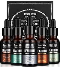 Isner Mile Beard Grooming Kit for Men Care: Trimming Sets with Beard Wash - Oil - Balm - Brush - Comb & Straight Razor, Birthday Christmas Gifts Mens Stocking Stuffers for Him Boyfriend Dad Husband
