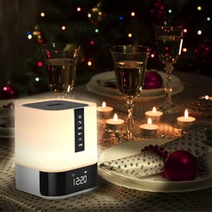Night Light Bluetooth Speaker, 5 in 1 Touch Control Bedside Lamp Dimmable Multi-Color Changing, Bedroom Alarm Clock, Best Birthday Gift Ideas for 10 11 12 13 14 Year Old Teenage Girls/Boys