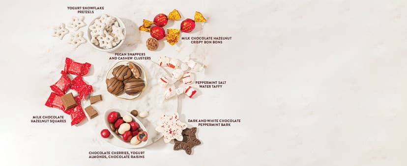 Bonnie and Pop's Holiday Tin- with Assorted Christmas Chocolate, Nuts, Bark, Truffles – Festive, Corporate, Family, Gift Basket Idea for Men and Women