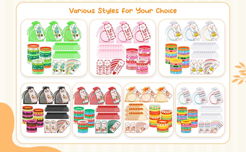 Liliful 72 Pcs Christmas Gifts 24 Set Christmas Students Gifts, Xmas Silicone Wristbands with Gift Label Tags and Organza Bags for Kids Stocking Stuffers Classroom Gift Party Favors(Merry Style)