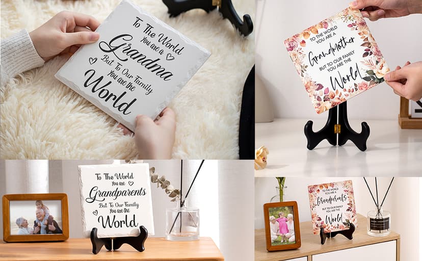 LukieJac Grandparents Gifts from Grandkids Ceramic Plaque for Grandpa & Grandma Gift Ideas Home Decor, Thanksgiving, Christmas, New Year, Grandparents Day, Wedding Anniversary and Birthday Gifts