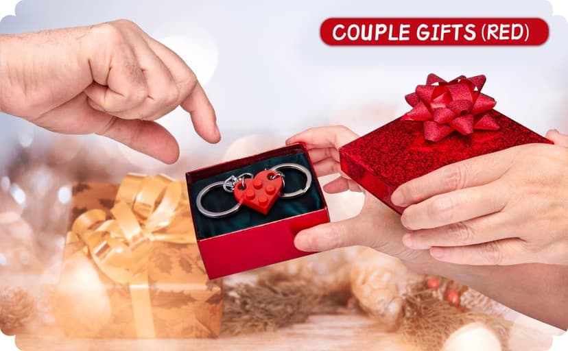 Couples Matching Stuff Gifts - Red Heart Keychain, Matching Couple Heart Keychains Decorations Christmas Valentines Day Gifts for Boyfriend Girlfriend