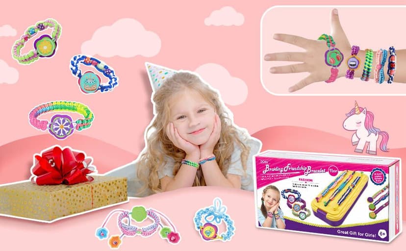 DDAI Arts and Crafts for Kids Age 8-12 Friendship Bracelet Making Kit for Girls - Best Birthday Gifts Ideas for Girl 7 9 10 11 Year Old - Popular Bracelets String Maker Toys Set
