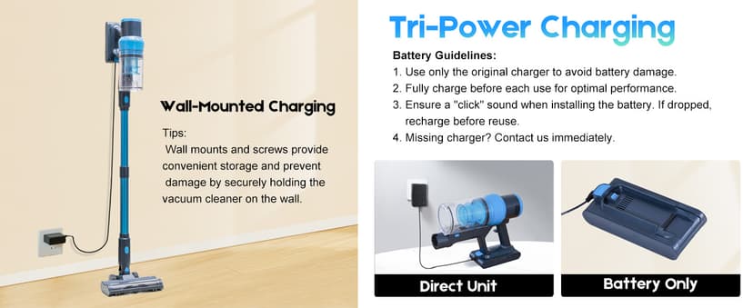 Cordless Vacuum Cleaner, 45kPa 60Min Vacuum Cleaners For Home, Powerful Stick Vacuum Rechargeable With Green Light, Anti tangle Wall Mount, 8 in 1 Lightweight Vacuum For Hardwood Floor Pet Hair Carpet