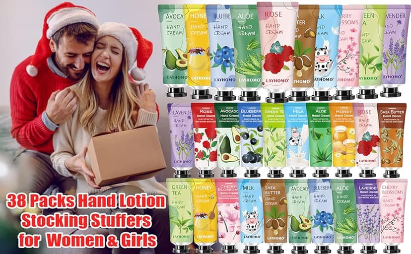 38 Pack Hand Cream Gifts Set,Mothers Day Gifts,Thank You Gifts,Nurses Week Gifts,Bridesmaid Gifts,Gifts for Women,Natural Plant Fragrance Hand Lotion Travel Size Mini Hand Cream for Dry Cracked Hands