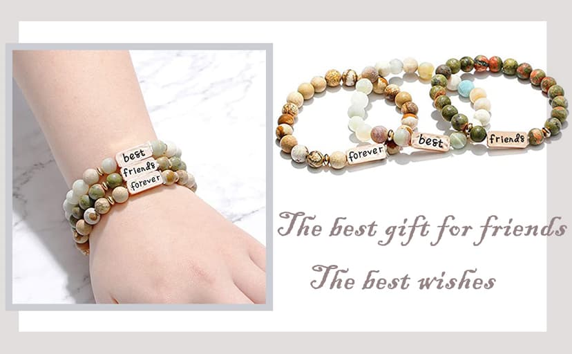 YINRIS 3 Pcs Natural Volcanic Stone Friendship Bracelets Handmade Beaded Stretch Bracelets (bra000001)