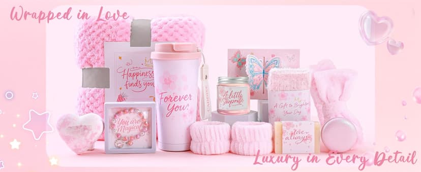 Birthday Gifts for Women, Gift Basket for Mom Wife Sister Her Friends, Luxury Self Care Spa Set with Blanket, Thank You Get Well Soon Holiday Gifts Box for Mother Valentine Day (Red)