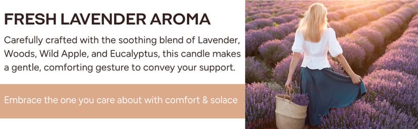 Sympathy Gifts for Loss of Loved One, Memorial Gifts - 9oz Lavender Scented Soy Wax Candle - No Words Just Hugs, Bereavement, Grief, Think of You, Condolence, Get Well Candle for Women