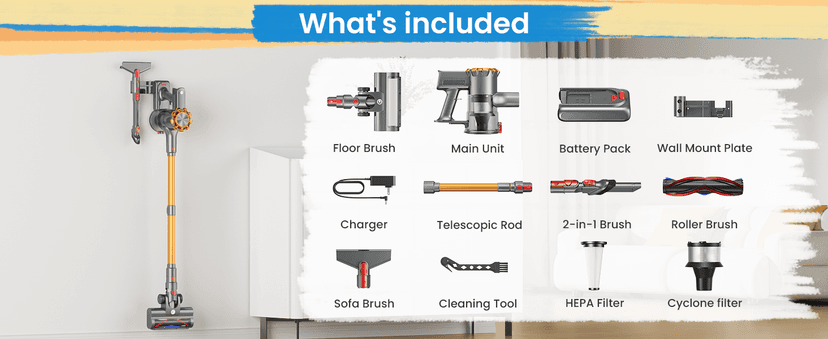 Cordless Vacuum Cleaner, 500W/45Kpa Vacuum Cleaners for Home with LED Display, 8 in 1 Lightweight Stick Vacuum with 60Min Runtime, Anti-tangle, Wall Mount Charging for HardFloor/Carpet/Pet Hair