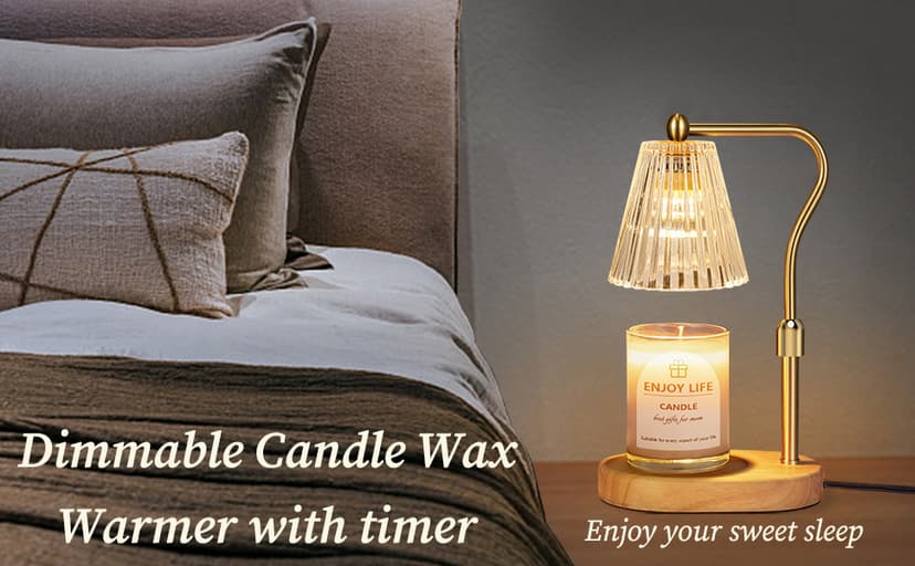 Candle Warmer Lamp with Timer Dimmer Adjustable Height for New Home Bedroom,Mothers Day Gifts,Vintage Home Decor for Scented Jar
