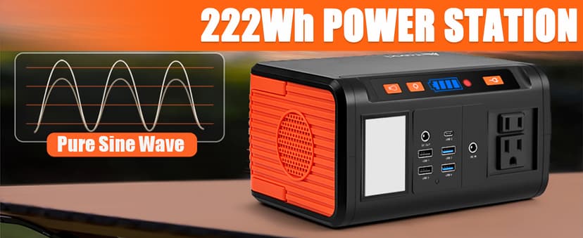 Takki Solar Generator 250W Portable Power Station with 40W Solar Panels 222Wh Pure Sine Wave Camping Lithium Battery Power Bank with AC 110V Outlet for Camping Home Use Emergency Outdoor