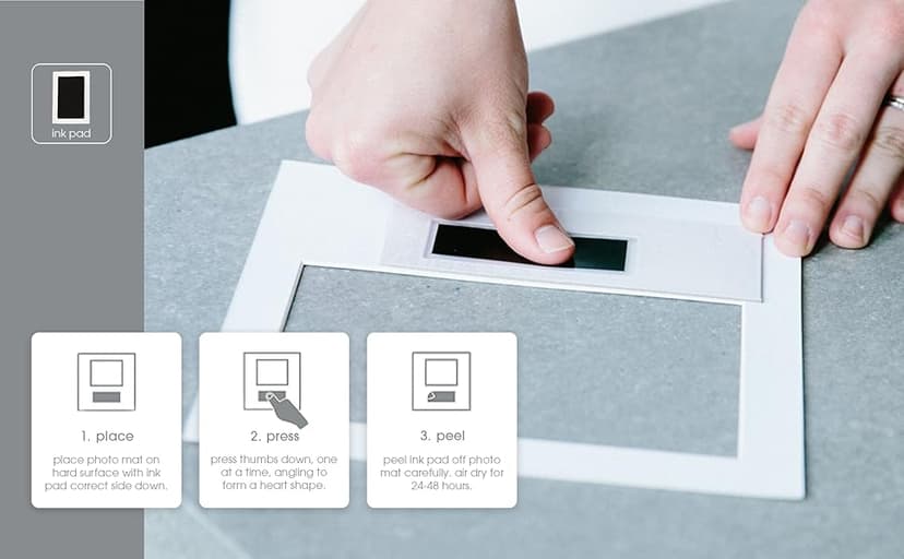 Pearhead Heart Thumbprint Photo Frame and Ink Kit, Wedding Keepsake Registry or Reception Idea, Clean-Touch Pad Included, Bridal Shower Gift, Wall Mount or Tabletop Display, 4x6 Photo, White