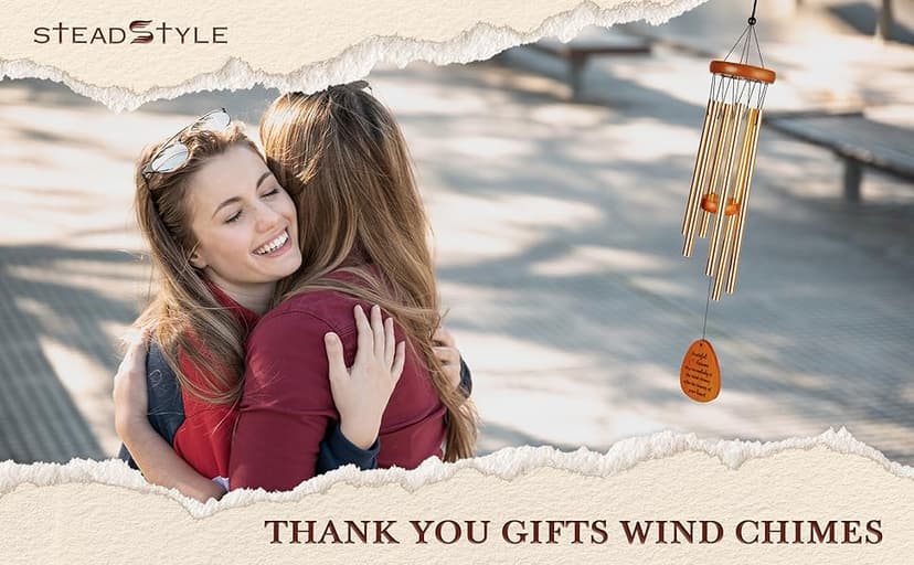 SteadStyle Thank You Gifts, Forever Grateful Wind Chime with Engraved Thanks Message, Thank You Gifts for Women, Friends, Family, Teachers, Coworkers, Employee Appreciation Gift