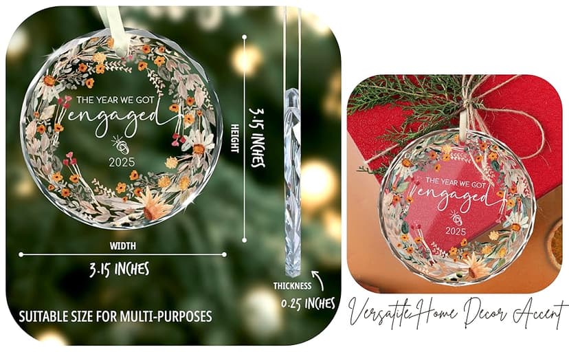 Engagement Gifts for Couples - The Year We Got Engaged 2025 Glass Ornament – Just Engagement Present Ideas for Newly Engaged Women, Bride to Be, Fiance, Friend, Daughter,Christmas Engage Ornamnet