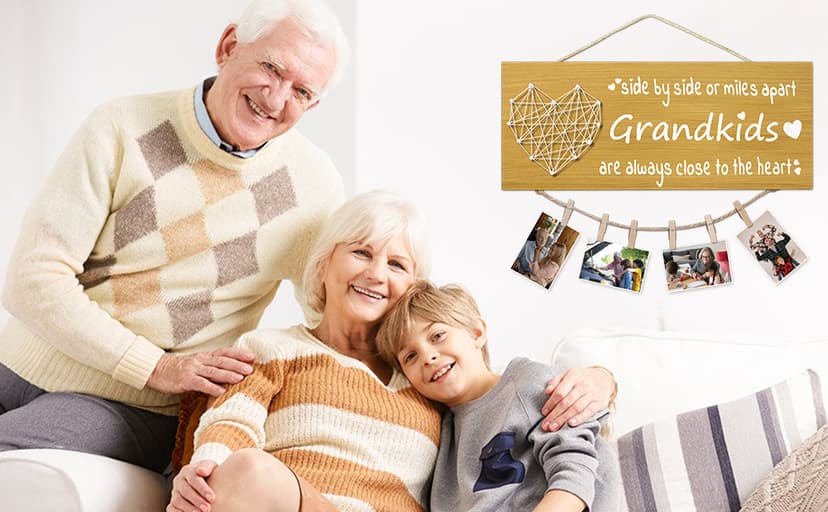 Christmas Gifts for Grandma Grandpa from Granddaughter Grandson - Grandkids Picture Frame for Grandmother Grandfather Grandparent for Mothers Day Fathers Day Grandparents Day Birthday Thanksgiving