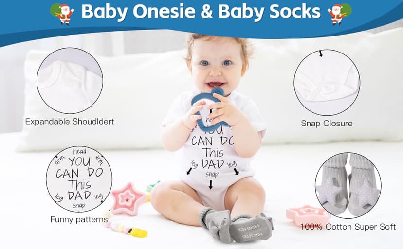 New Dad Gifts Box, 9 Pcs First Time Dad Gifts, Dad to Be Gifts for 1st Time with Tumbler Hat Onesie Socks Keychain for Baby Shower,Unique Kit for Soon to Be or Expecting Father