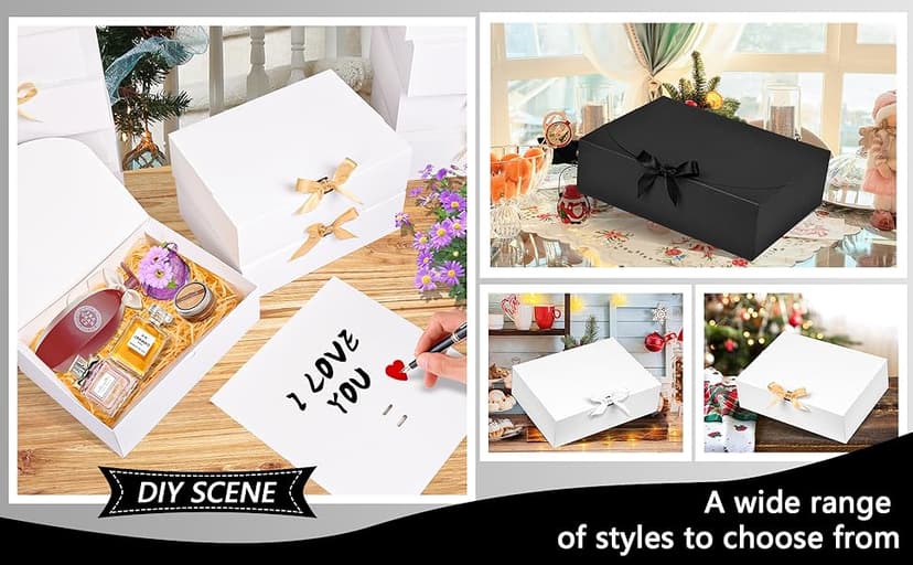 12Pack Black Gift Boxes with Lids, 12×9.8×3.1 Inch Groomsmen Proposal Box, Luxury Black Gift Box with Ribbon for Bridesmaid Box, Graduation, Christmas, Wedding, Birthday, Party