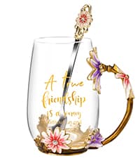 OEAGO Gifts for Mom Women Stocking Stuffers for Women Christmas Glass Coffee Enamels Mug Valentines Gifts for Her Girlfriend Wife Best Birthday Valentine's Mothers Day from Daughter Son Tea Cup