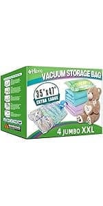 HIBAG Vacuum Storage Bags, 30-Pack Space Saver Vacuum Storage Bags, Vacuum Seal Bags for Clothing, Clothes, Comforters and Blankets (30C)