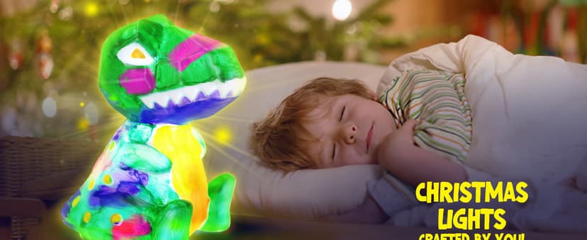 Paint Your Own Dinosaur Lamp Kit, Art Supplies Kids Paint Set, Arts and Crafts for Kids Ages 8-12, Dinosaur Toys Girls Boys Halloween Birthday Christmas Gifts Ages 3 4 5 6 7 8 9 10 11 12+