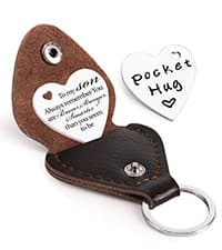 Qunrwe Pocket Hug Token,Long Distance Gifts Keepsake,Double Sided Inspirational Thinking of you Gift with Leather Keychain