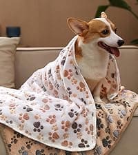 1 Pack 3 Blankets Super Soft Fluffy Premium Fleece Pet Blanket Flannel Throw for Dog Puppy Cat Paw Brown/Pink/White Small(23x16 inch)