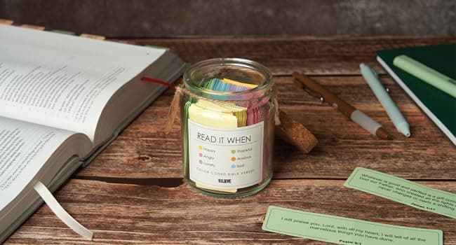 BLIEVE- Bible Verse Jar, Read Me When Bible Verses Jar For Daily Encouragement, Inspirational Prayer & Reflection, Christian Gifts For Women and Men, Religious Graduation Gifts For Her, Gift For Mom