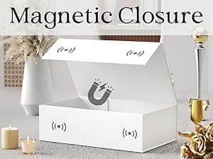 White Gift Box, 9.5x6x3'' Gift boxes for Presents with Lids Magnetic Closure Rectangle Collapsible for Bridesmaid Proposal Box, Wedding, Christmas, Halloween, Birthday Gift Packging