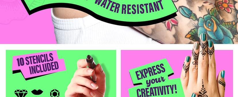 Pretty Me Temporary Tattoos Markers - Henna Body Tattoo Kit for Girls & Adults - Skin Pens for Teen Girl Gifts Trendy Stuff - 12 + Year Old - Cool Birthday Gift Ideas Teens 12 13 14 15 16 17 18 Tween