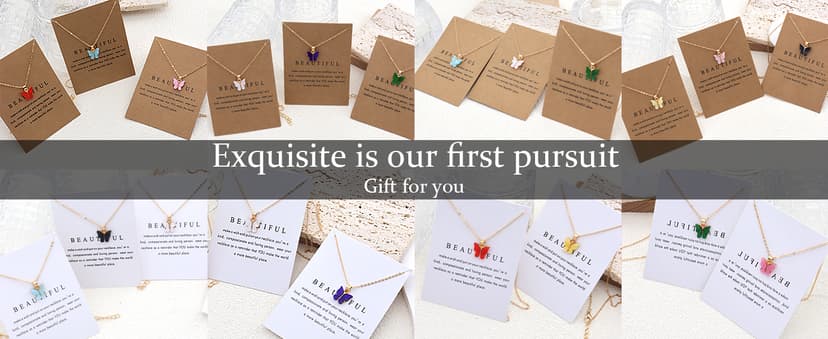 Rrdaily 9 Pcs Dainty Colorful Butterfly Pendant Necklace Set for Women,Bohemian Acrylic Butterfly Chain Necklace Cute Jewelry Gift