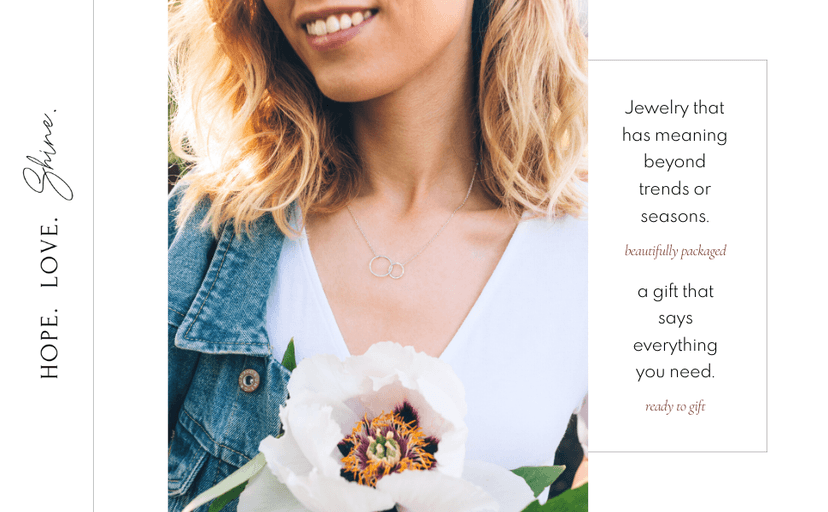 HOPE LOVE SHINE Unbiological Sister Gift - Sister Necklace, Jewelry 16+2", Sterling Silver, 2 Interlocking Rings