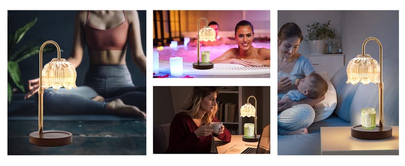 GEEZO Fragrance Candle Warmer Lamp,Electric Candle Warmer with Timer & Dimmer,Mom Christmas Birthday Gifts for Women, House Warming Gifts New Home Bedroom Decor